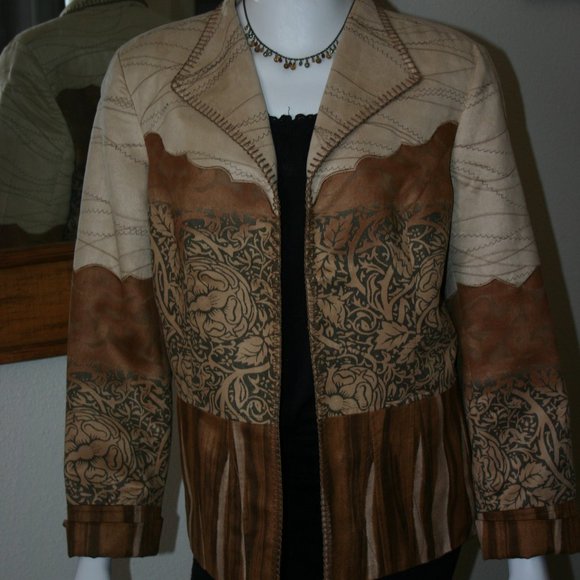 Coldwater Creek Jackets & Blazers - Coldwater Creek Multi-Tan Design Jacket Size 16 R-167